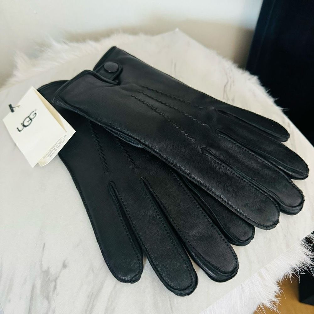 UGG Metisse Tabbed Vent Tech Soft Stretch Leather Gloves, Black, Large, NWT - Picture 13 of 14
